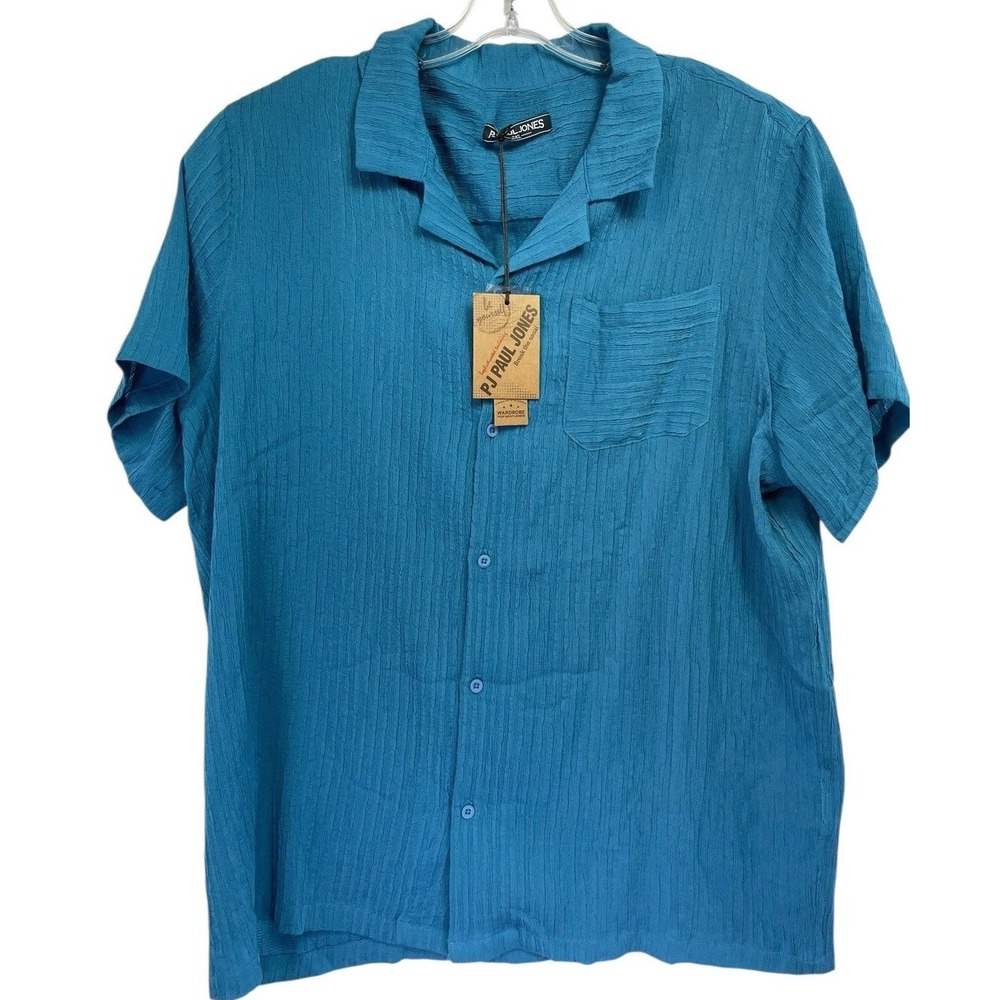 PAUL‎ JONES Blue Seesucker Sz 2XL Button Up Shirt (H30) NWTs